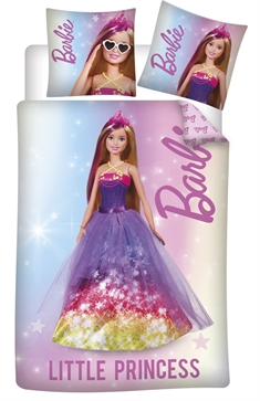 Junior sengetøj 100x140 cm - Barbie - Little princess - 100% bomulds sengesæt - Vendbart design